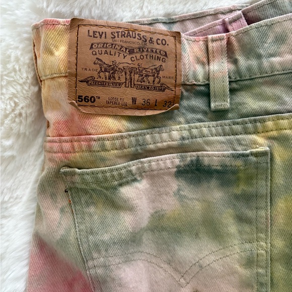 Levi's Women's Tie-Dye Straight Leg Jeans - Pink, Green, Yellow - Picture 10 of 10